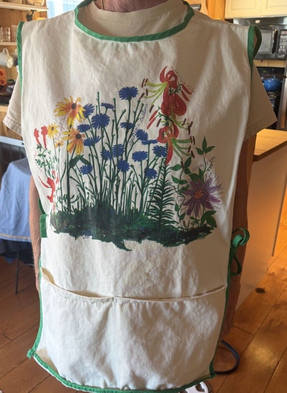 VINTAGE JOSEPH’S COLOURS GARDENING COBBLER APRON Canvas Cotton Floral Side Ties
